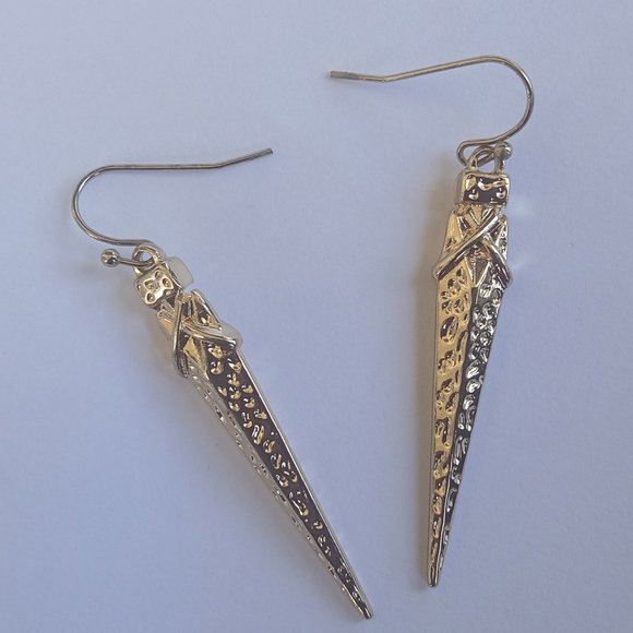 Gold Plated Dangle Trendy Spike Earrings - Picture 4 of 6